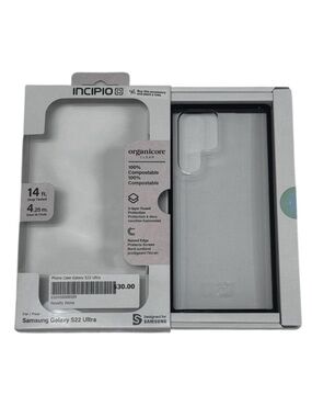Samsung Galaxy S22 Ultra Incipio Clear Phone Case with Black Trim.